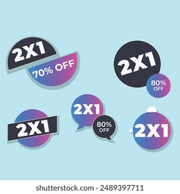 2x1 Promotion Template Banner Vector and stickers, tag