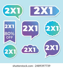 2x1 Promotion Template Banner Vector and stickers, tag