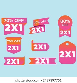 2x1 Promotion Template Banner Vector and stickers, tag