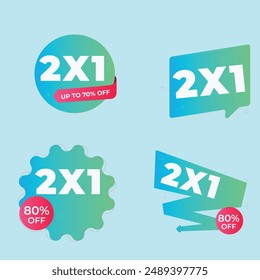 2x1 Promotion Template Banner Vector and stickers, tag