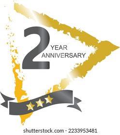 Plantilla de celebración de 2 años de aniversario, celebración de 2 años logotipo de diseño colorido