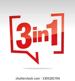 3 In 1 In Brackets Speech Red White Isolated Sticker Icon