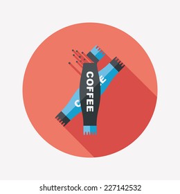 3 in 1 coffee flat icon with long shadow,eps10