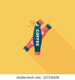 3 in 1 coffee flat icon with long shadow,eps10