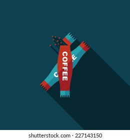 3 in 1 coffee flat icon with long shadow,eps10
