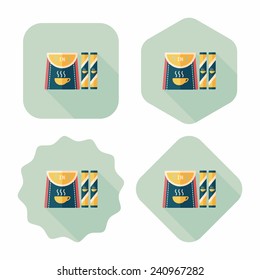 3 in 1 coffee flat icon with long shadow,eps10