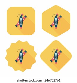 3 in 1 coffee flat icon with long shadow,eps10