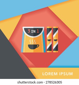 3 in 1 coffee flat icon with long shadow,eps10