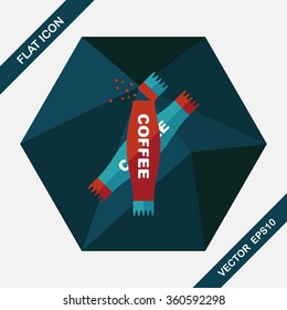 3 in 1 coffee flat icon with long shadow,eps10