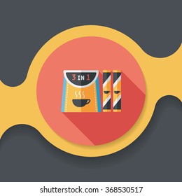 3 in 1 coffee flat icon with long shadow,eps10