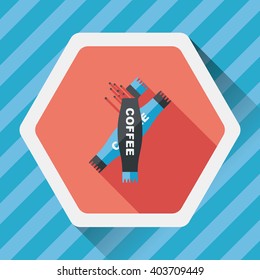 3 in 1 coffee flat icon with long shadow,eps10