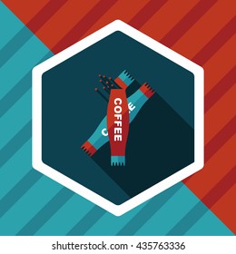 3 in 1 coffee flat icon with long shadow,eps10