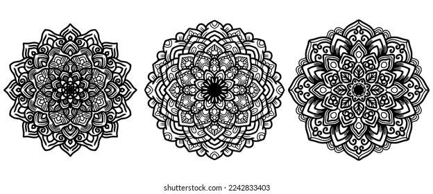3 in 1 high quality mandala design. Coloring book, banner, yoga background and other design.