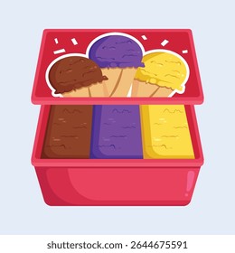 3 in 1 ice cream cartoon vector illustration, filipino themed birthday, dessert, party foods