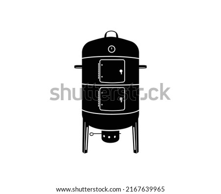 3 in 1 Portable Round Charcoal Smoker Vertical BBQ Grill Vector