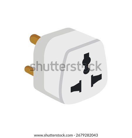 3 to 2 pin adaptor flat vector design isolated on a white background