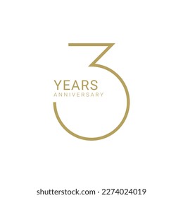 3, 3rd Years Anniversary Logo, Vector Template Design element for birthday, invitation, wedding, jubilee and greeting card illustration.