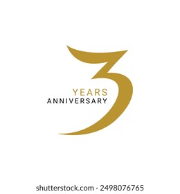 3, 3rd Years Anniversary Logo, Vector Template Design element for birthday, invitation, wedding, jubilee and greeting card illustration.