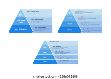 3 up to 5 Steps Pyramid Infographic for Business Presentation, Poster, Banner and Booklet.