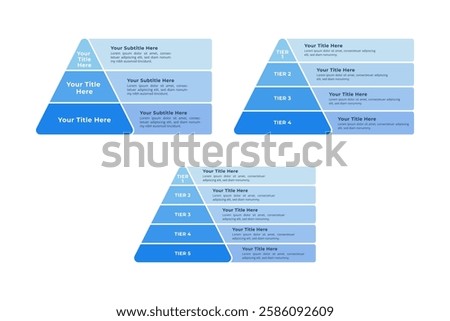 3 up to 5 Steps Pyramid Infographic for Business Presentation, Poster, Banner and Booklet.
