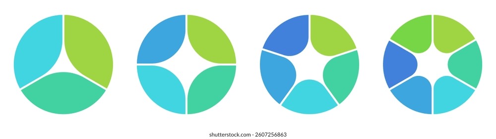 3 to 6 Part Pie Chart Design Template