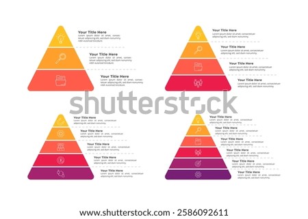 3 up to 6 Steps Pyramid Infographic for Business Presentation, Poster, Banner and Booklet.