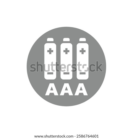 3 aaa batteries vector label. Three AAA battery type sticker.