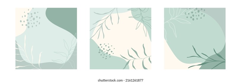 3 Abstract illustrations with color backgrounds for social network media. Templates for posts. Vector illustration