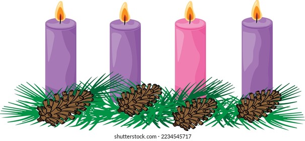 3 Advent, Advent arrangement, Vector illustration isolated on white background