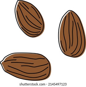 3 almendras (dibujo en línea escalonado de pintura)