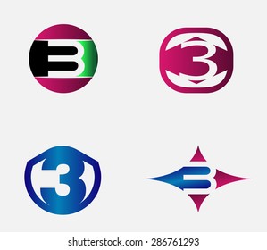 3 alphabet font number abstract, logo, symbol, icon, graphic, vector 