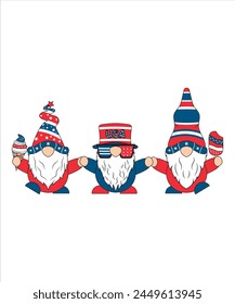 3 American Gnome Graphics In 4th Of July Colors