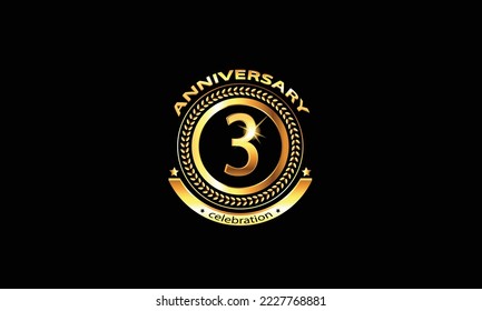 3 anniversary celebration. 3rd anniversary celebration. 3 year anniversary celebration logo with black background.