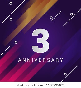 3 Anniversary celebration logotype with paper cut style font number isolated on colorful background