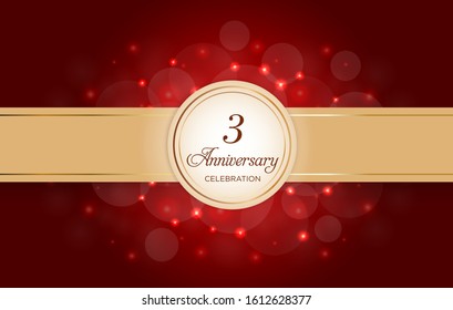 3 Anniversary celebration with luxury design on the red background