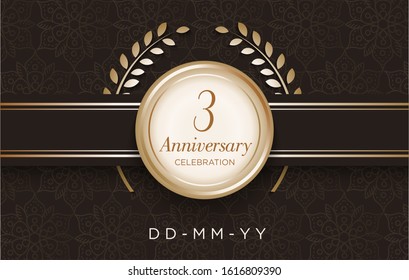 3 Anniversary celebration with luxury design on the pattern background.