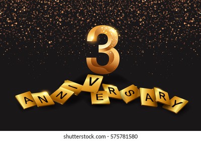 3 anniversary celebration. Poster or brochure template. Vector illustration.