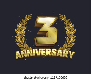 3 anniversary gold emblem logo