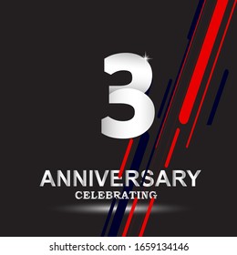 Plantilla vectorial de logotipo de 3 años. Diseño para banner, tarjetas de felicitación o impresión