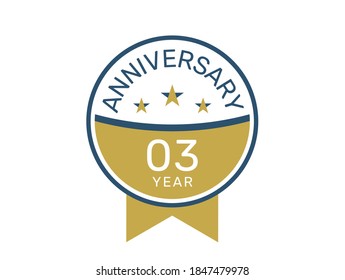 Plantilla vectorial de logotipo de 3 años, diseño de 3 años 
