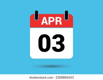 3 April Calendar Date Flat Icon Day 3 Vector Illustration