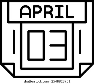 3 April Vector Icon Outline Stlye