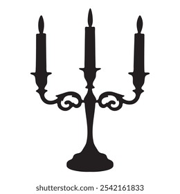 3 Candelabros de Braço. Suporte de vela com velas silhueta ilustração vetor.