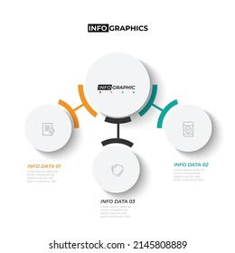 3 Arm Main and Sub-function on Business timeline info-graphics in Circle Chart Timeline Minimal on white background