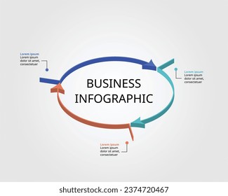 3 Pfeil-Vorlage für Infografik zur Präsentation für 3 Elemente