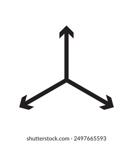 3 arrow way icon Black line art vector