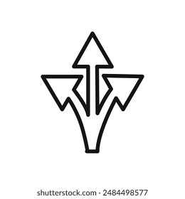 3 arrow way icon linear vector graphics sign