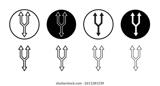3 arrow way icon Thin line art collection