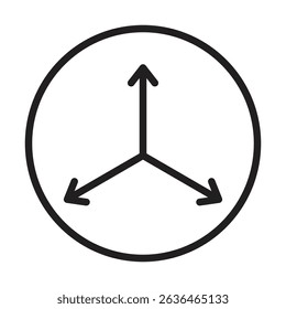 3 arrow way icon Thin line illustration