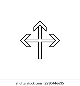 3 arrow way line icon. Simple outline style. Choice, option, pathway, opportunity, logo, split, road, choose, three concept. Vector illustration on white background.